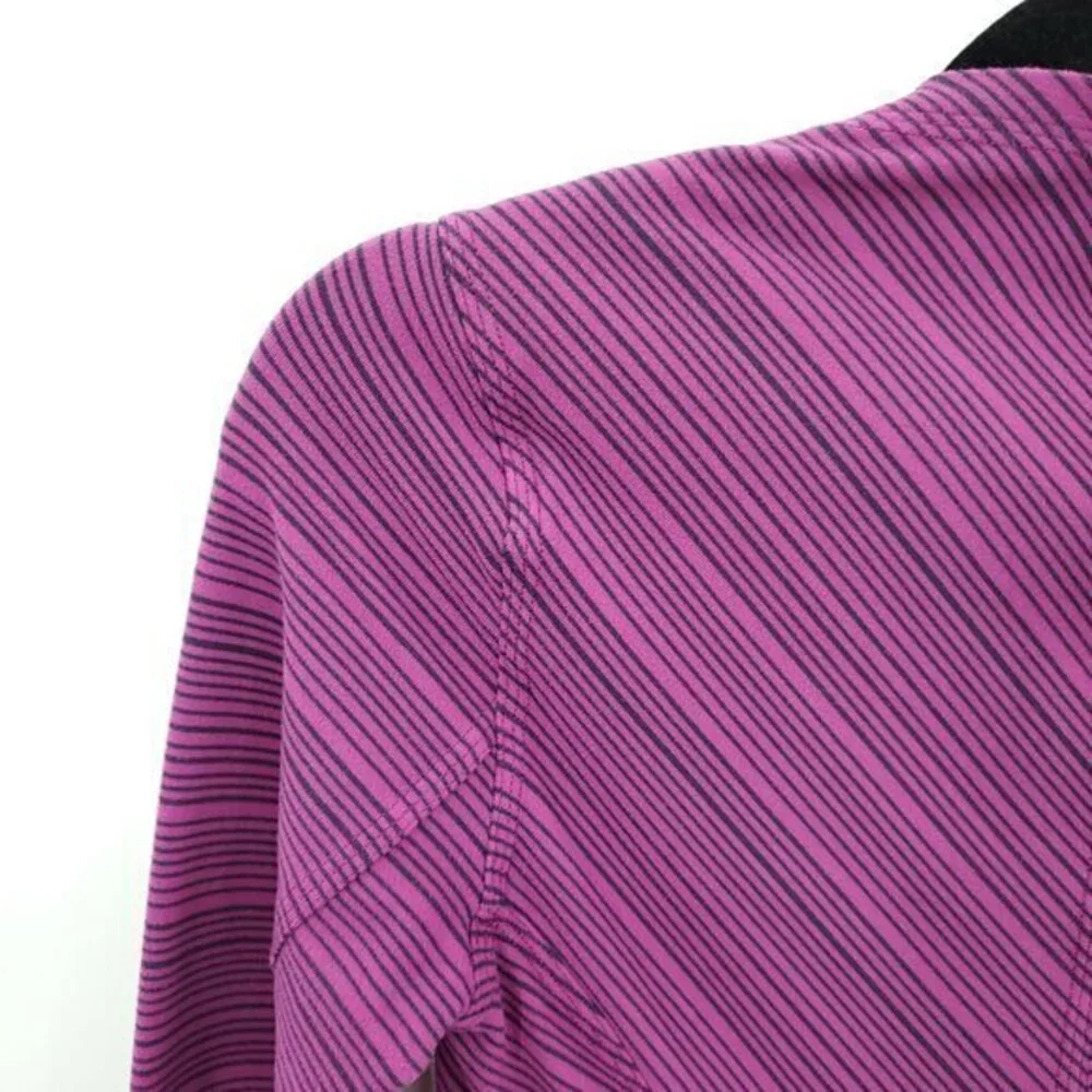 Lululemon Kanto Catch Me Long Sleeve 4 Stripe Regal Plum Naval Blue